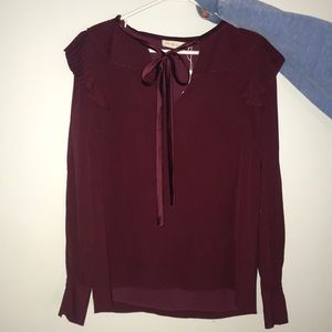 Burgundy Tory Burch long sleeved blouse